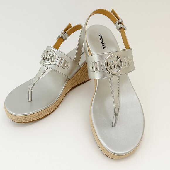 NEW MICHEAL Michael Kors Ashley Logo Wedge Platform Sandals Size 9.5 - Picture 3 of 9